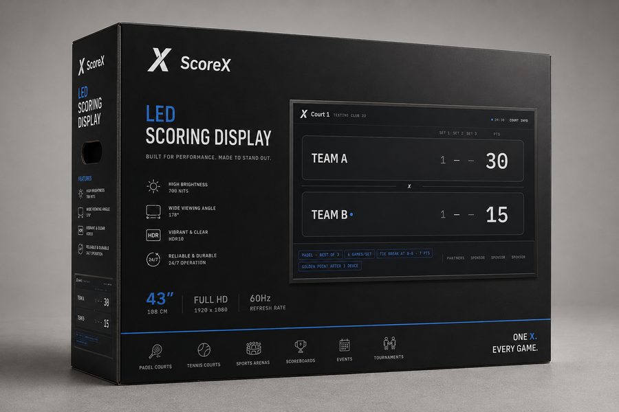 ScoreX LED scoring display, full panel.